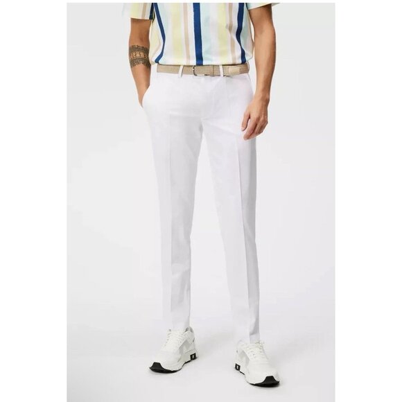 J. Lindeberg Men's 30/32 White Athletic Lightweight Vent Chino Golf Pants